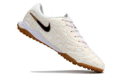 Men's Nike Tiempo Legend 10 Academy TF Artificial Turf Low-Tops Football Shoes - White/Black/Gold