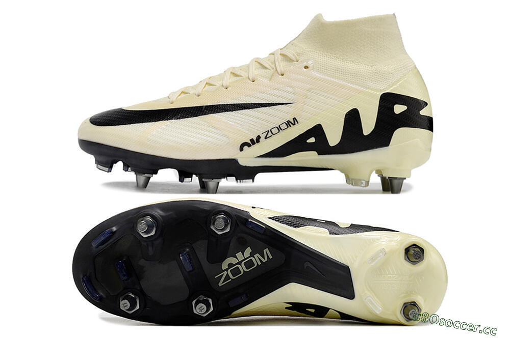 Men's Nike Air Zoom Mercurial Superfly 9 Elite SG Soft Ground High-Tops Football Boots - Beige/Black/White 1
