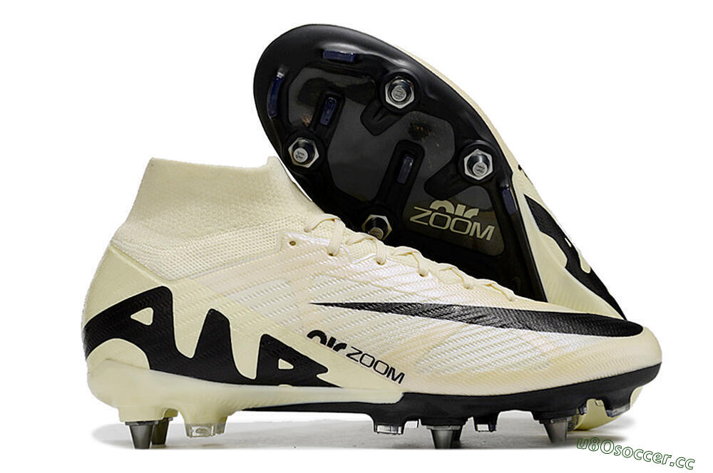 Men's Nike Air Zoom Mercurial Superfly 9 Elite SG Soft Ground High-Tops Football Boots - Beige/Black/White 2