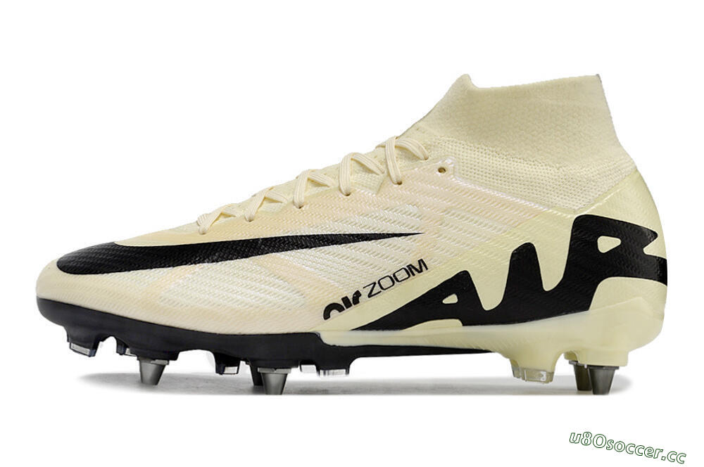 Men's Nike Air Zoom Mercurial Superfly 9 Elite SG Soft Ground High-Tops Football Boots - Beige/Black/White 0