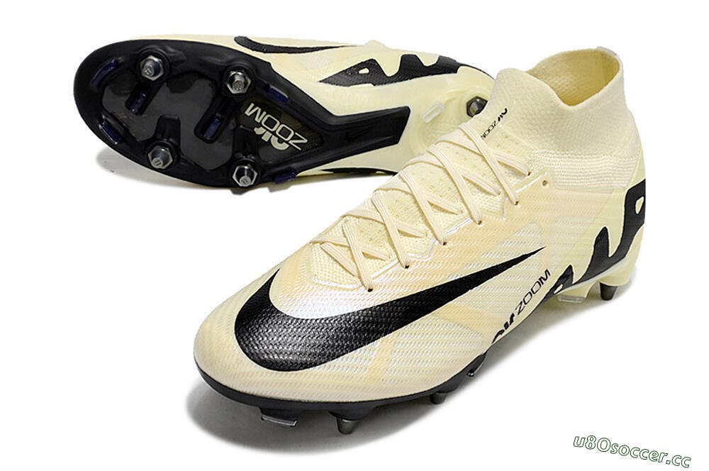 Men's Nike Air Zoom Mercurial Superfly 9 Elite SG Soft Ground High-Tops Football Boots - Beige/Black/White 3