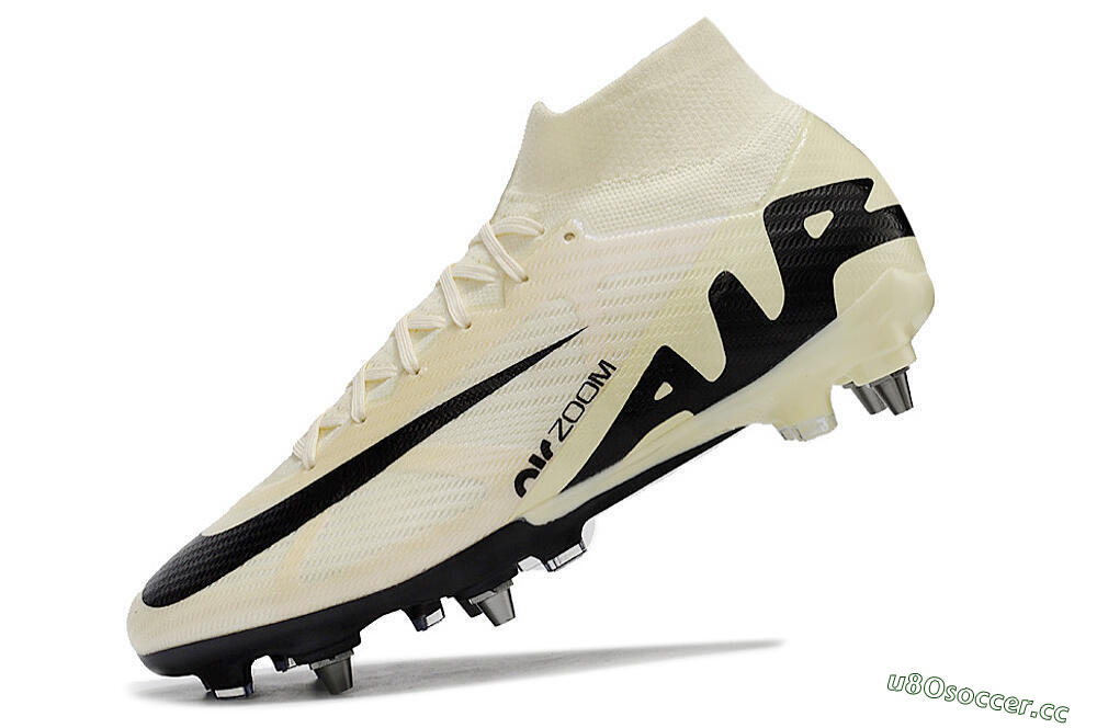 Men's Nike Air Zoom Mercurial Superfly 9 Elite SG Soft Ground High-Tops Football Boots - Beige/Black/White 5