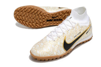 Men's Nike Air Zoom Mercurial Superfly 9 Elite TF Artificial Turf High-Tops Football Shoes - White/Black/Gold