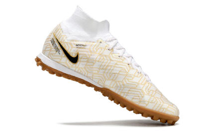 Men's Nike Air Zoom Mercurial Superfly 9 Elite TF Artificial Turf High-Tops Football Shoes - White/Black/Gold