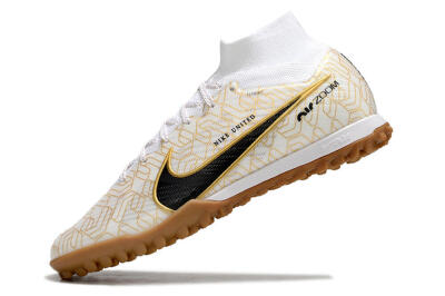 Men's Nike Air Zoom Mercurial Superfly 9 Elite TF Artificial Turf High-Tops Football Shoes - White/Black/Gold