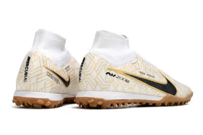 Men's Nike Air Zoom Mercurial Superfly 9 Elite TF Artificial Turf High-Tops Football Shoes - White/Black/Gold