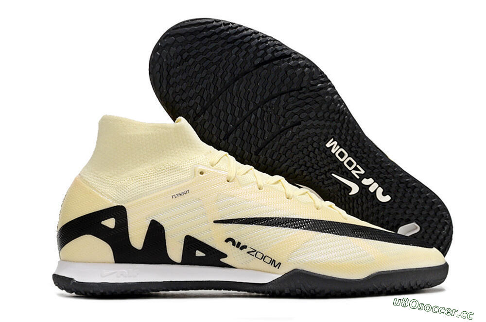 Men's Nike Air Zoom Mercurial Superfly 9 Elite IC Indoor & Futsal High-Tops Football Shoes - Beige/Black/White 2