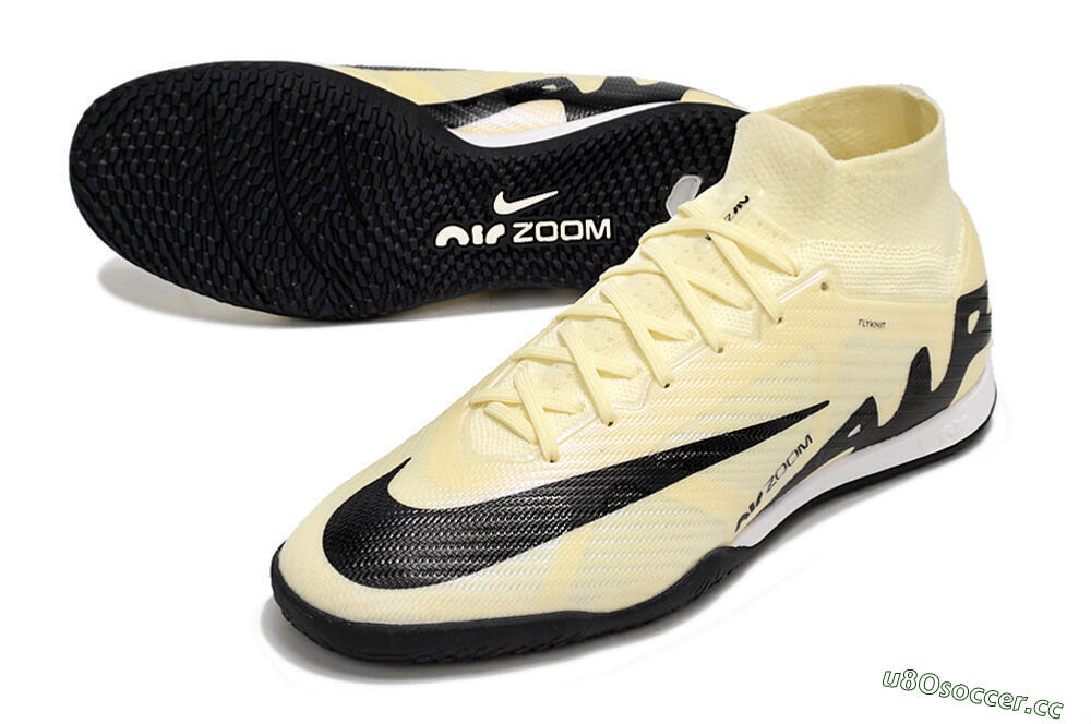 Men's Nike Air Zoom Mercurial Superfly 9 Elite IC Indoor & Futsal High-Tops Football Shoes - Beige/Black/White 3