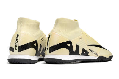 Men's Nike Air Zoom Mercurial Superfly 9 Elite IC Indoor & Futsal High-Tops Football Shoes - Beige/Black/White