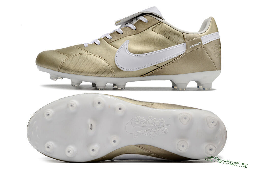 Men's Nike The Premier 3 FG Firm Ground Low-Tops Football Boots - Gold/White 1