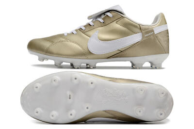 Men's Nike The Premier 3 FG Firm Ground Low-Tops Football Boots - Gold/White