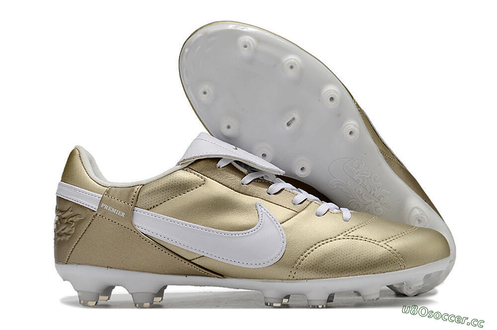 Men's Nike The Premier 3 FG Firm Ground Low-Tops Football Boots - Gold/White 2