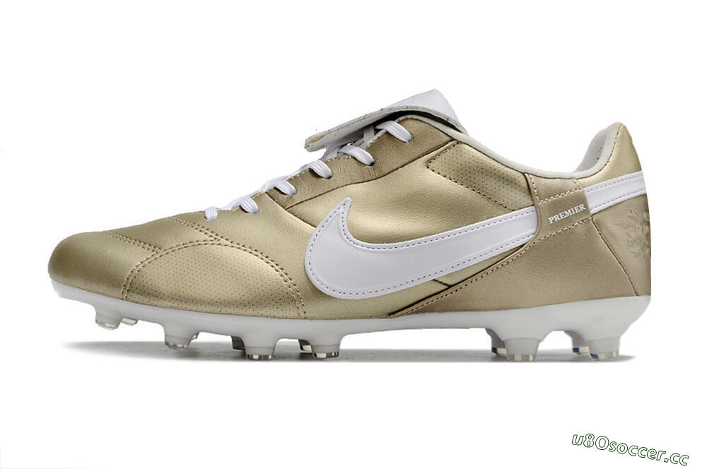 Men's Nike The Premier 3 FG Firm Ground Low-Tops Football Boots - Gold/White 0