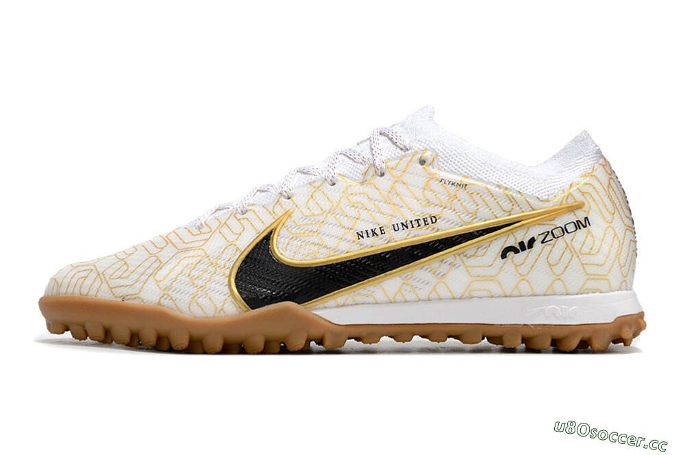 Men's Nike Air Zoom Mercurial Vapor 15 Elite TF Artificial Turf Low-Tops Football Shoes - White/Black/Gold 0