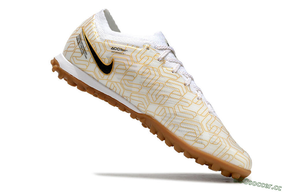 Men's Nike Air Zoom Mercurial Vapor 15 Elite TF Artificial Turf Low-Tops Football Shoes - White/Black/Gold 4