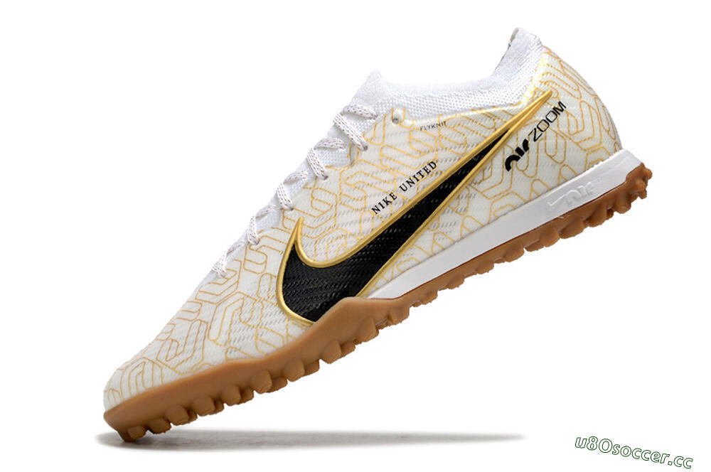 Men's Nike Air Zoom Mercurial Vapor 15 Elite TF Artificial Turf Low-Tops Football Shoes - White/Black/Gold 5