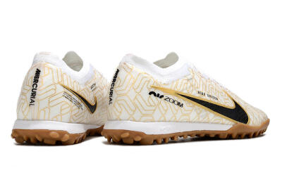 Men's Nike Air Zoom Mercurial Vapor 15 Elite TF Artificial Turf Low-Tops Football Shoes - White/Black/Gold