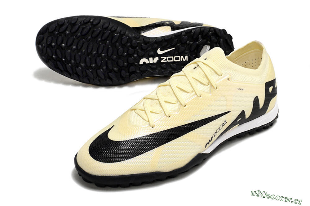 Men's Nike Air Zoom Mercurial Vapor 15 Elite TF Artificial Turf Low-Tops Football Shoes - Beige/Black/White 3