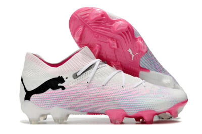 Men's Puma Future Ultimate 2024 FG Firm Ground Low-Tops Football Boots - White/Pink/Blue/Black