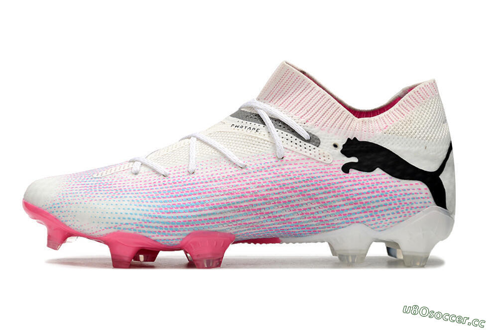 Men's Puma Future Ultimate 2024 FG Firm Ground Low-Tops Football Boots - White/Pink/Blue/Black 0