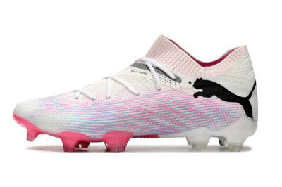 Men's Puma Future Ultimate 2024 FG Firm Ground Low-Tops Football Boots - White/Pink/Blue/Black