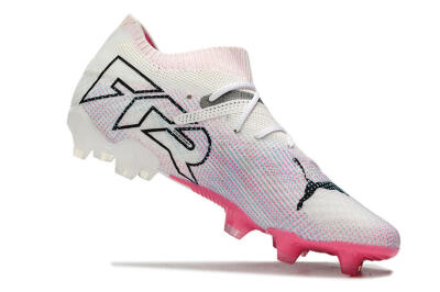 Men's Puma Future Ultimate 2024 FG Firm Ground Low-Tops Football Boots - White/Pink/Blue/Black