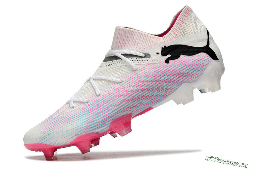 Men's Puma Future Ultimate 2024 FG Firm Ground Low-Tops Football Boots - White/Pink/Blue/Black 5