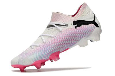 Men's Puma Future Ultimate 2024 FG Firm Ground Low-Tops Football Boots - White/Pink/Blue/Black