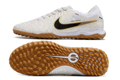 Men's Nike Tiempo Legend 10 Pro TF Artificial Turf Low-Tops Football Shoes - White/Gold/Black