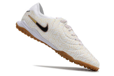 Men's Nike Tiempo Legend 10 Pro TF Artificial Turf Low-Tops Football Shoes - White/Gold/Black