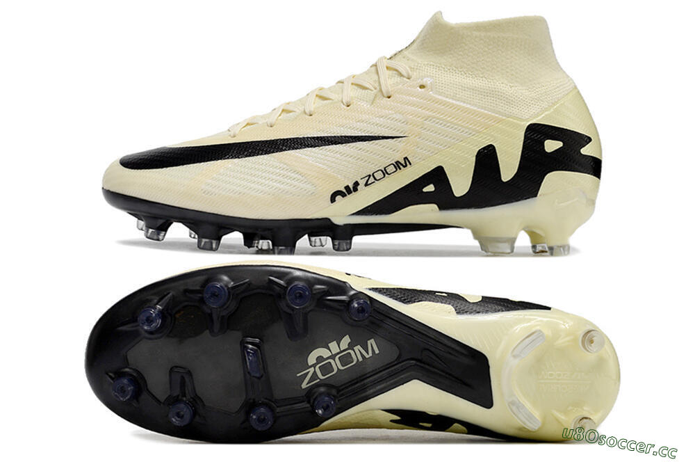 Men's Nike Air Zoom Mercurial Superfly 9 Elite AG Artificial Grass High-Tops Football Boots - Beige/Black/White 1