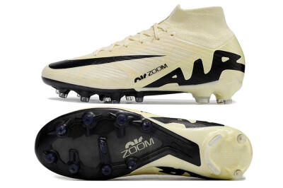 Men's Nike Air Zoom Mercurial Superfly 9 Elite AG Artificial Grass High-Tops Football Boots - Beige/Black/White