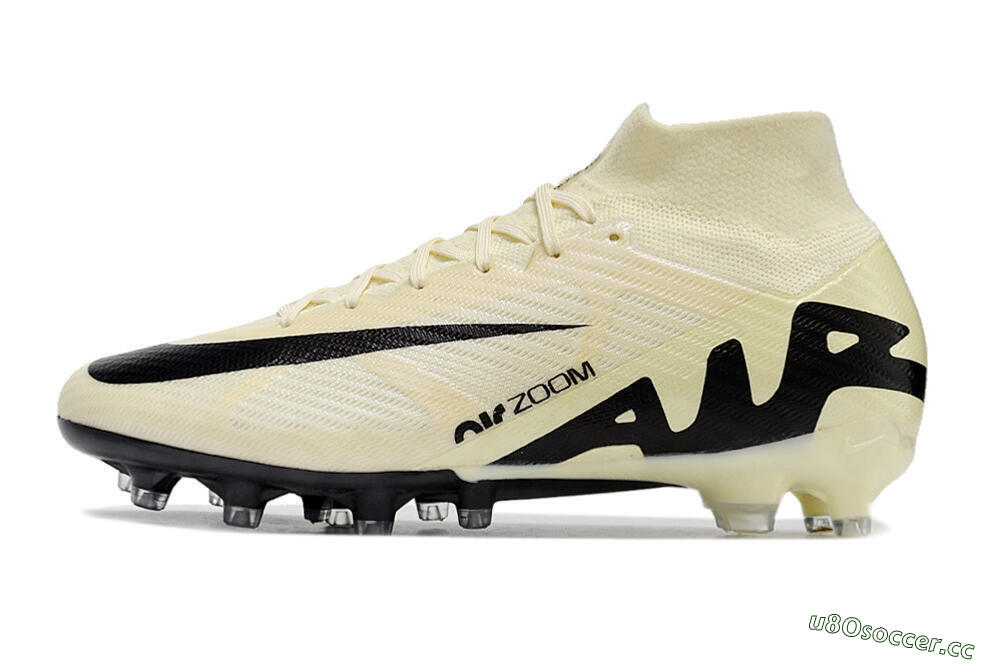 Men's Nike Air Zoom Mercurial Superfly 9 Elite AG Artificial Grass High-Tops Football Boots - Beige/Black/White 0