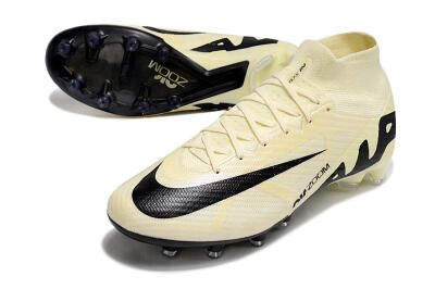 Men's Nike Air Zoom Mercurial Superfly 9 Elite AG Artificial Grass High-Tops Football Boots - Beige/Black/White