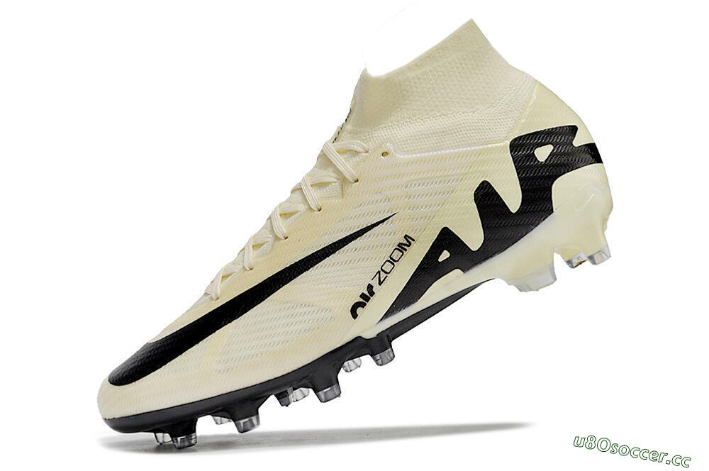 Men's Nike Air Zoom Mercurial Superfly 9 Elite AG Artificial Grass High-Tops Football Boots - Beige/Black/White 5
