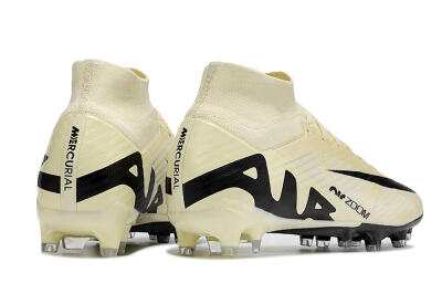 Men's Nike Air Zoom Mercurial Superfly 9 Elite AG Artificial Grass High-Tops Football Boots - Beige/Black/White