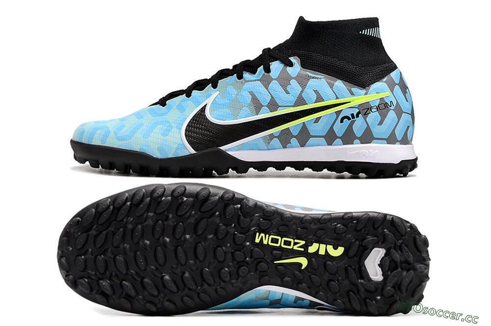 Unisex Nike Air Zoom Mercurial Superfly 9 Elite TF Artificial Turf High-Tops Football Shoes - Blue/White/Black 1