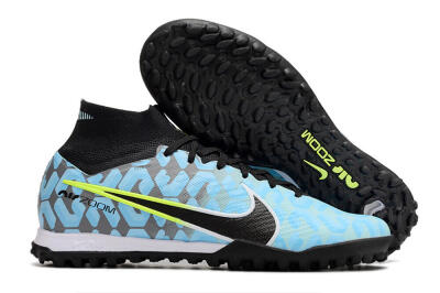 Unisex Nike Air Zoom Mercurial Superfly 9 Elite TF Artificial Turf High-Tops Football Shoes - Blue/White/Black