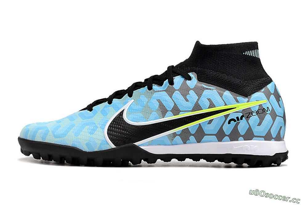 Unisex Nike Air Zoom Mercurial Superfly 9 Elite TF Artificial Turf High-Tops Football Shoes - Blue/White/Black 0