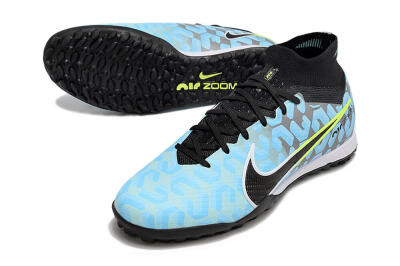 Unisex Nike Air Zoom Mercurial Superfly 9 Elite TF Artificial Turf High-Tops Football Shoes - Blue/White/Black