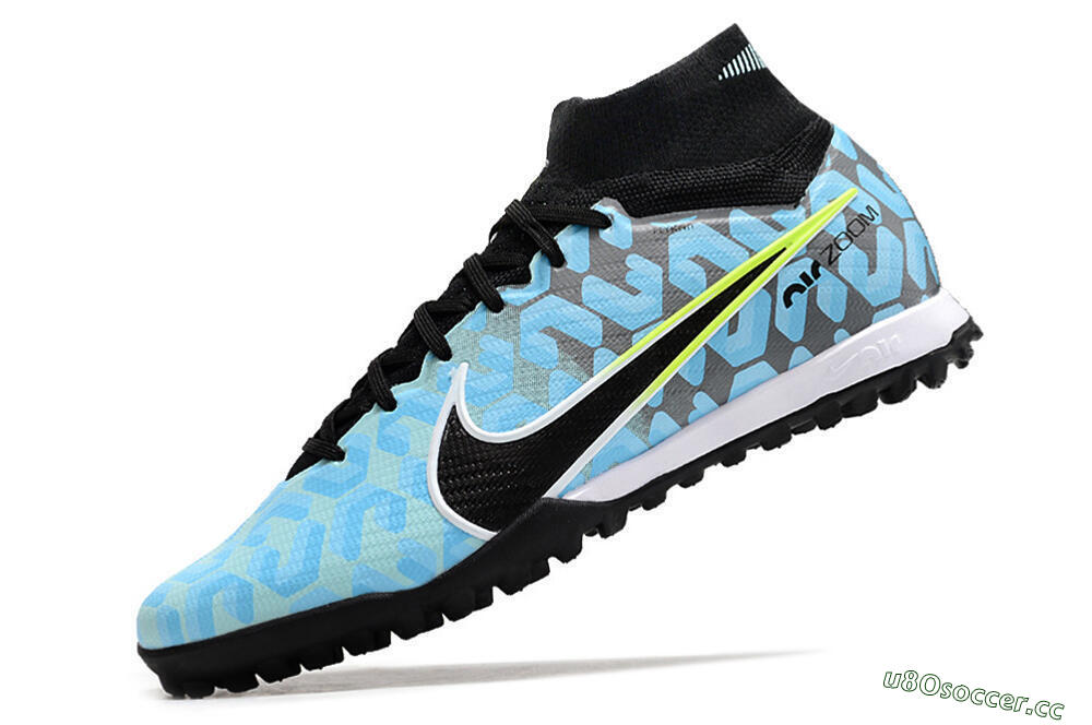 Unisex Nike Air Zoom Mercurial Superfly 9 Elite TF Artificial Turf High-Tops Football Shoes - Blue/White/Black 5