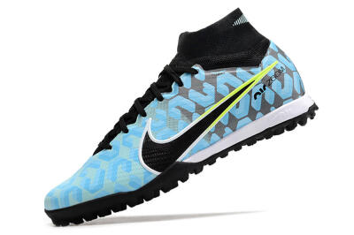 Unisex Nike Air Zoom Mercurial Superfly 9 Elite TF Artificial Turf High-Tops Football Shoes - Blue/White/Black