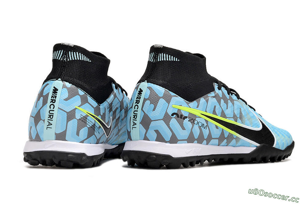 Unisex Nike Air Zoom Mercurial Superfly 9 Elite TF Artificial Turf High-Tops Football Shoes - Blue/White/Black 6