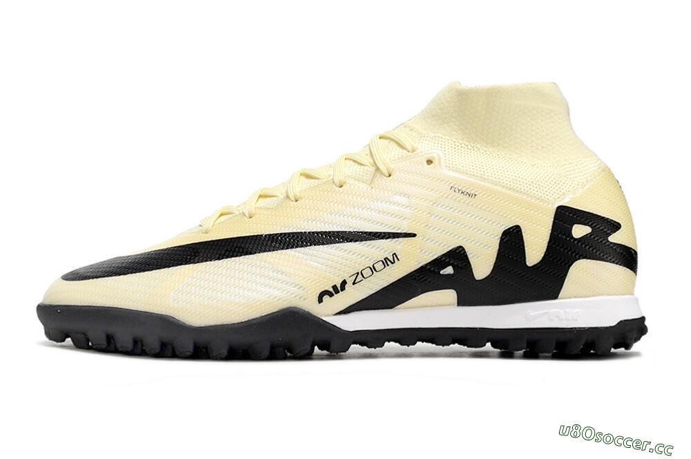Men's Nike Air Zoom Mercurial Superfly 9 Elite TF Artificial Turf High-Tops Football Shoes - Beige/Black 0