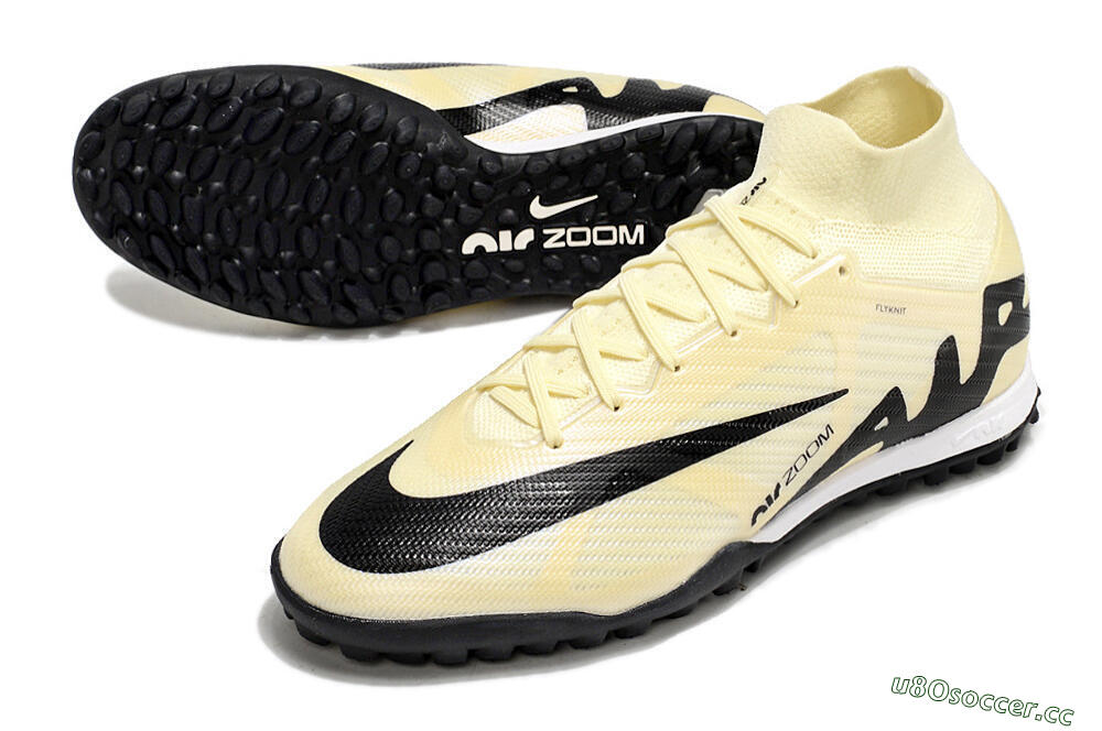 Men's Nike Air Zoom Mercurial Superfly 9 Elite TF Artificial Turf High-Tops Football Shoes - Beige/Black 3