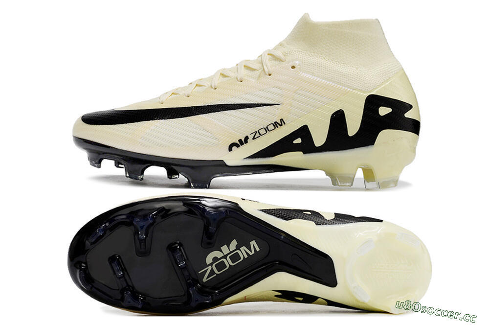 Unisex Nike Air Zoom Mercurial Superfly 9 Elite FG Firm Ground High-Tops Football Boots - Beige/Black 1