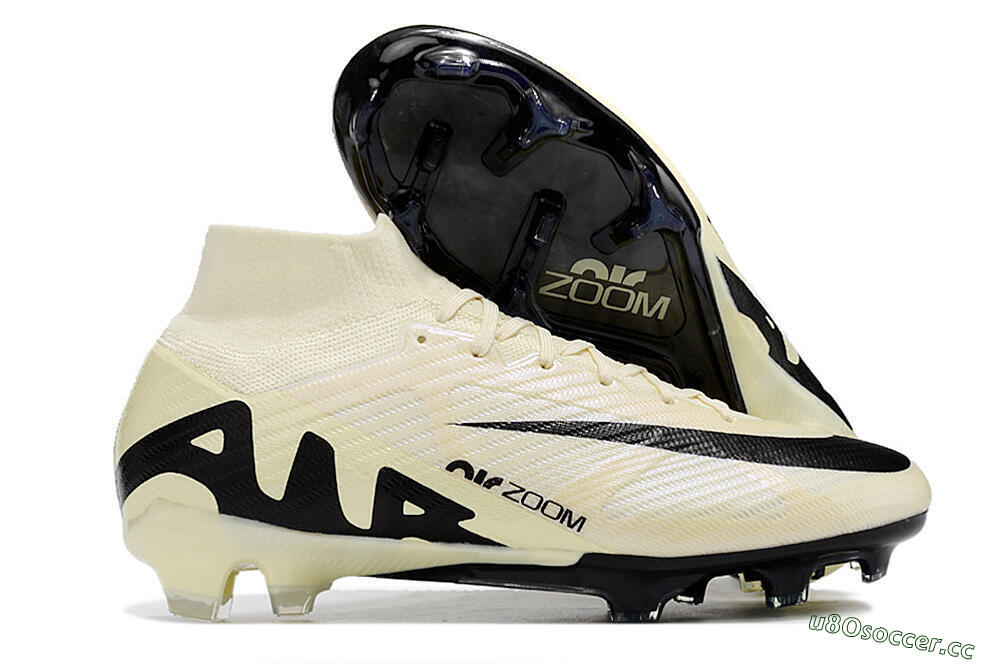 Unisex Nike Air Zoom Mercurial Superfly 9 Elite FG Firm Ground High-Tops Football Boots - Beige/Black 2
