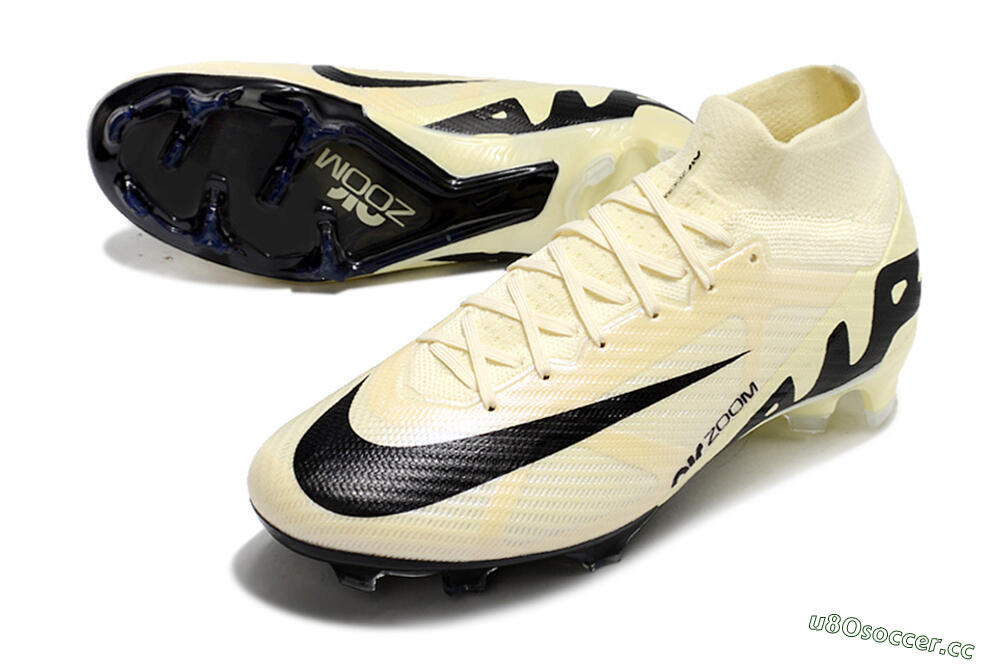 Unisex Nike Air Zoom Mercurial Superfly 9 Elite FG Firm Ground High-Tops Football Boots - Beige/Black 3