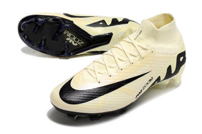Unisex Nike Air Zoom Mercurial Superfly 9 Elite FG Firm Ground High-Tops Football Boots - Beige/Black