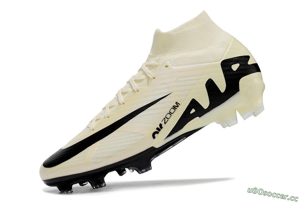 Unisex Nike Air Zoom Mercurial Superfly 9 Elite FG Firm Ground High-Tops Football Boots - Beige/Black 5